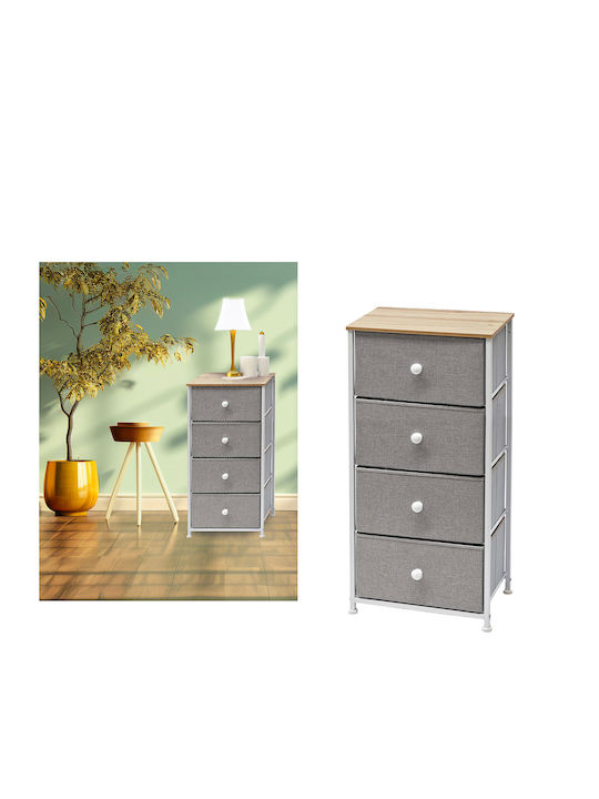 Storage Drawers from Metal & Fabric with 4 Drawers L45xW30xH95cm