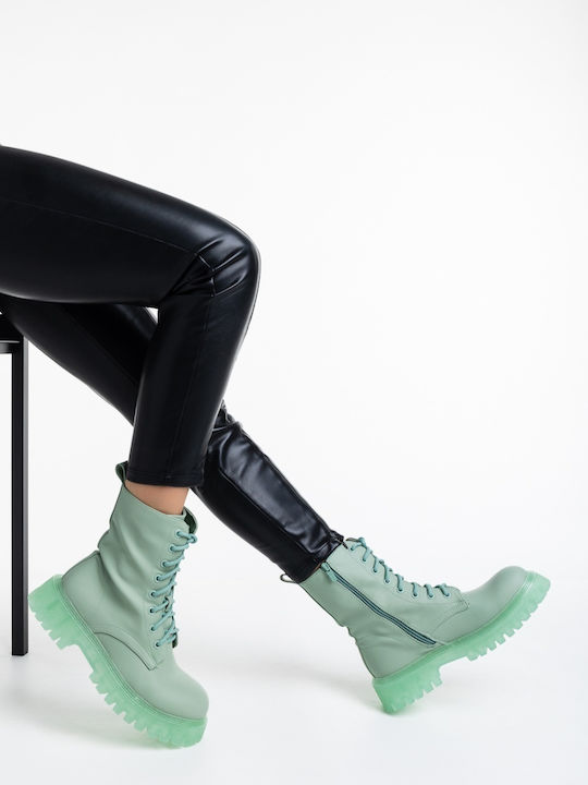 Women's Ankle Boots with Platform Green