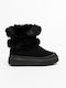 Stiefeletten Damen mit Plattform & Pelz Schwarz
