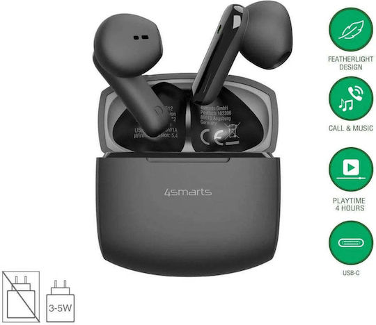SkyBuds Air Casti Bluetooth Handsfree cu Rezistență la Transpirație și Husă de Încărcare Negre