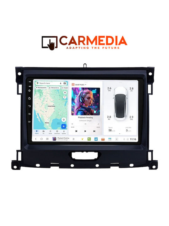 Carmedia Auto-Audiosystem für Ford Ranger 2018 mit Touchscreen 9" Bluetooth USB WiFi GPS Apple CarPlay Android Auto