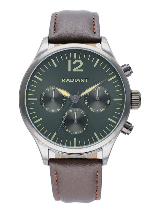 Radiant Ανδρικό Ρολόι 43mm Μπαταρίας με Γκρι Δερμάτινο Λουράκι