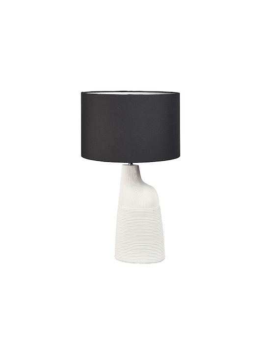 Liberta Plastic Table Lamp with Black Shade and White Base