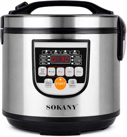 Sokany Multi-Function Cooker 700W with 6L Capacity Silver