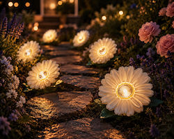 Solarleuchte Weg Blume Weiß Led Garten & Hof