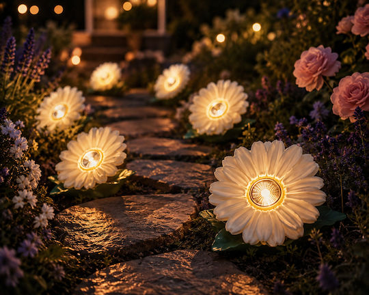 Solar Pathway Light Flower White Led Garden & Yard
