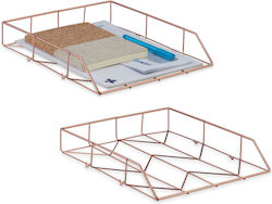 Office Item Holders Relaxdays Set 2 Document Organizers Rose Gold 5.5x31.5x26 Cm