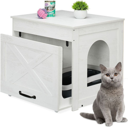 Relaxdays Toaletă Pisică Albă L53.5 x l60 x Î51.5cm