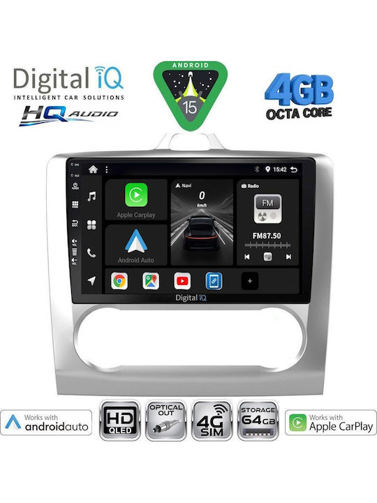 Digital IQ Auto-Audiosysteme für Ford Focus 2005-2012 mit Klima (Bluetooth/USB/Eingebautes Wi-Fi / GPS / Apple CarPlay / Android Auto) mit Touchscreen 9"