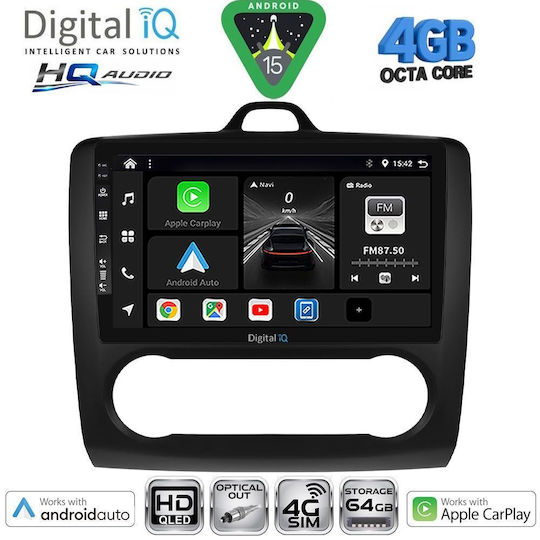 Digital IQ Ηχοσύστημα Αυτοκινήτου για Ford Focus 2005-2012 με Clima (Bluetooth/USB/WiFi/GPS/Apple-Carplay/Android-Auto) με Οθόνη Αφής 9"