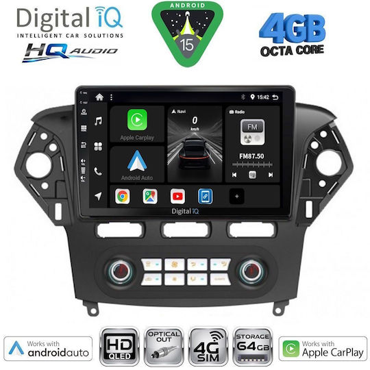 Digital IQ Car Audio System for Ford Mondeo 2011-2013 with Clima (Bluetooth/USB/WiFi/GPS/Apple CarPlay/Android Auto) with 10" Touch Screen