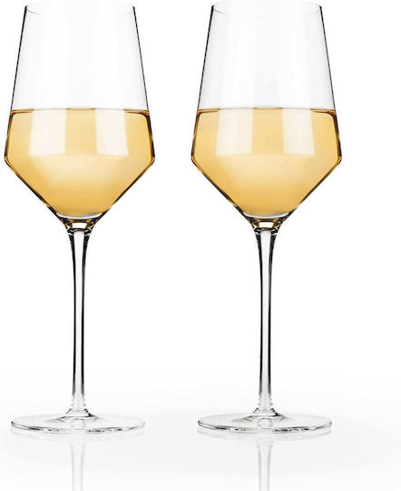 Viski Raye Angled Set of Glasses for White Wine Made of Crystal in White Colour 390ml 2 Pieces