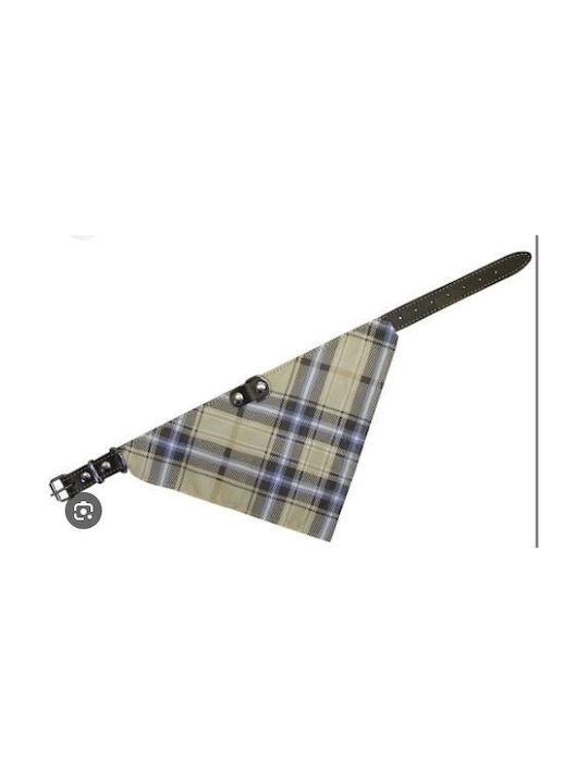 Nobby Leather Dog Collar with Bandana Brown Checkered 50cm