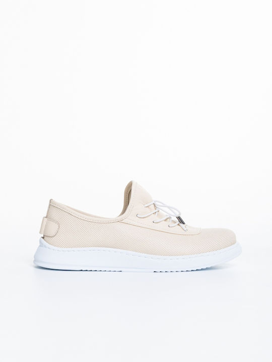 Leather Women's Oxfords in Beige Colour