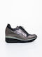 Leder Damen Oxfords in Grau Farbe
