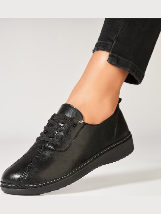 Hebe Leder Damen Oxfords in Schwarz Farbe