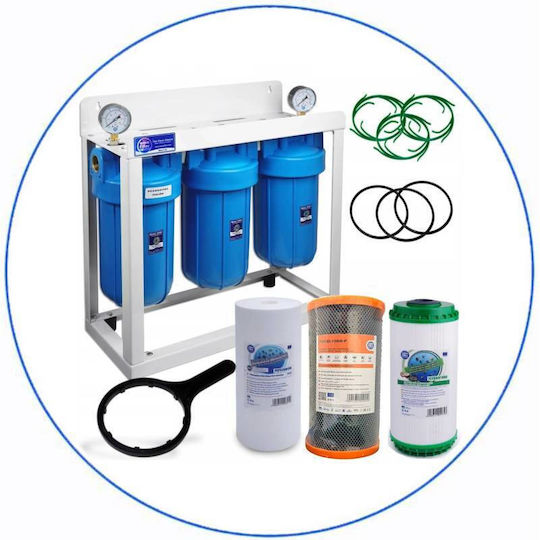 Aqua Filter Big Blue Устройство За Филтриране На Вода Тройна За Централно Снабдяване С Диаметър 1'' BBF323