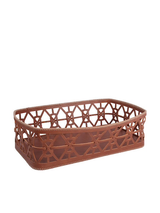 Espiel Dekorative Körbchen Aus Künstliches Leder Braune 32,5x17,6x10cm Espiel Dekorative Körbchen Aus Künstliches Leder Braune 32,5x17,6x10cm