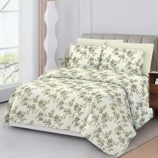 SpitiBazaar King Size Bed Sheets Set 6 Pieces 220x240cm With Rubber Hugger Floral SpitiBazaar King Size Bed Sheets Set 6 Pieces 220x240cm With Rubber Hugger Floral