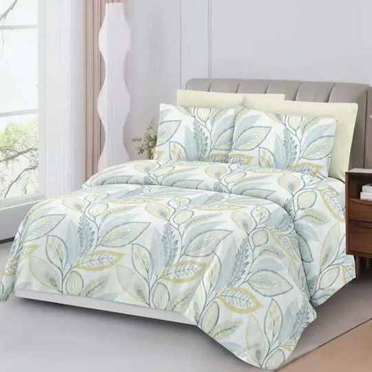 SpitiBazaar Σετ Σεντόνια King Size με Λάστιχο 220x240εκ. Φλοράλ (6τμχ)