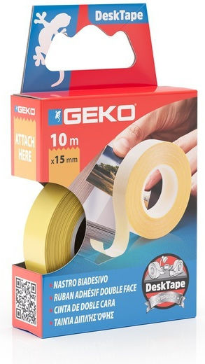 Geko Αυτοκόλλητη Ταινία Διπλής Όψης Διάφανη 10mx15mm