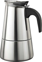Cheffinger Italian Stainless Steel Moka Pot 12 Cups Induction Compatible Silver
