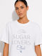 Bluza Damă Bumbac Mâneci Scurte Alb