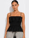Women's Blouse with Spaghetti Straps Black