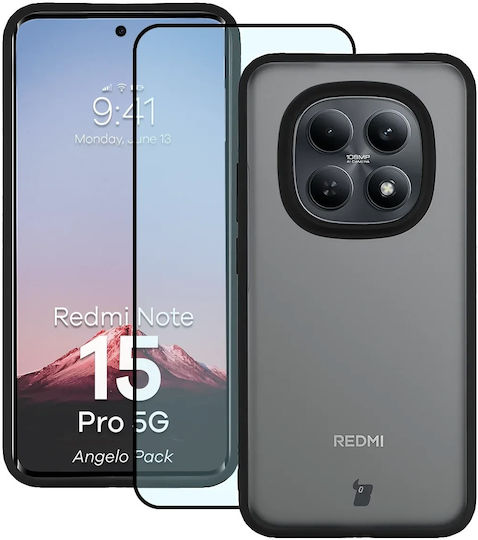 Bizonmobile Kit De Protecție 2 În 1 Bizon Angelo Husa Bizon Glass Edge Tempered Glass Folie De Protecție Ecran Compatibil Xiaomi Redmi Note 15 Pro 5G Negru