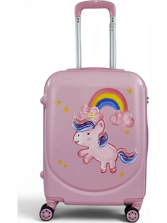 Playful Bags Παιδική Βαλίτσα Ταξιδίου Καμπίνας Σκληρή Ροζ Μονόκερος με 4 Ρόδες Ύψους 55εκ.