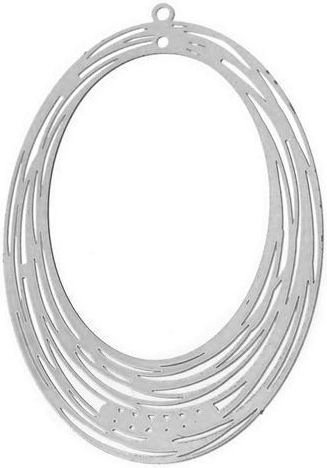 Metallisches Element Oval Anhänger Silber 52mm 2 Stück