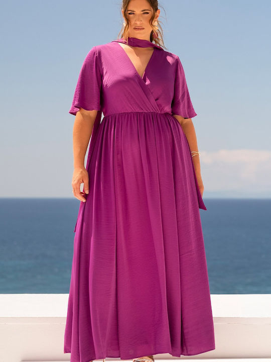 Rochii Maxi de Seară Rochii de Vară Pentru Femei Satin Wrap-Around Fucsia