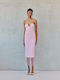 Summer Midi Evening Strapless Dress Baby Pink