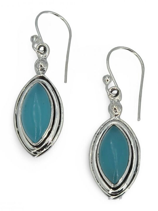 Silver Dangle Earrings with Stones