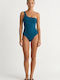 One Piece Swimsuit With One Shoulder Blue