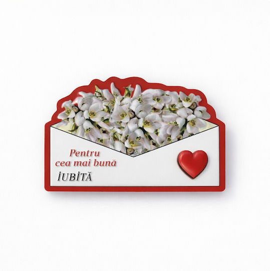 Decorative Magnet Martisor Set 24 Pieces Jolie Message Theme Best Girlfriend Laminated Cardboard Flexible Magnet 8x6 Cm Multicolor