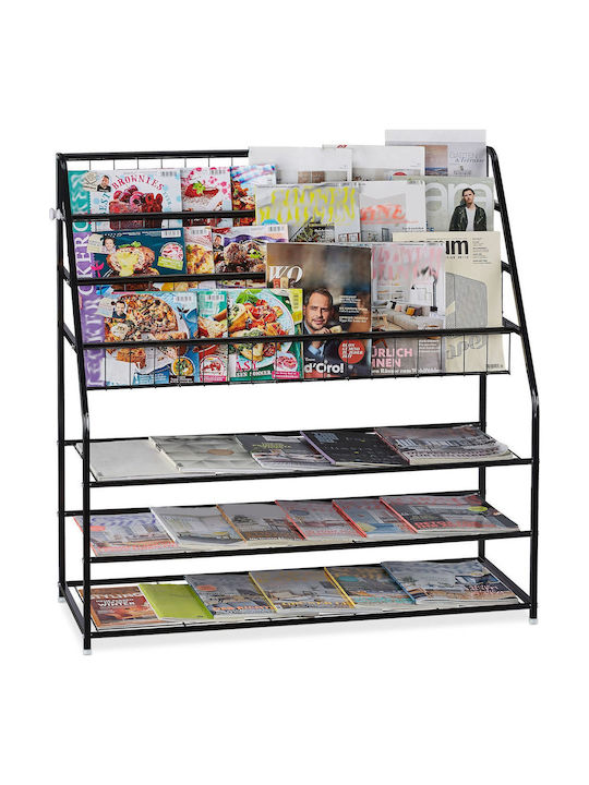 Relaxdays Raft Pentru Reviste Negru 96x37x97cm