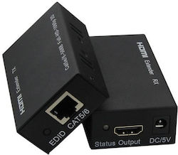 Hdtv Extender From Lan Female To Hdmi Female Up To 60m Lan Cable Black