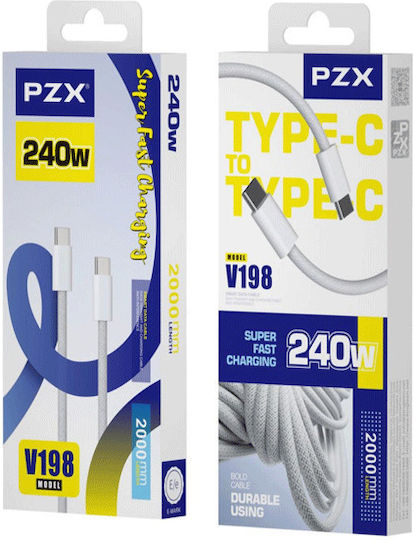 PZX USB 2.0 Cable USB-C male - USB-C 240W Λευκό 2m 2222222256678
