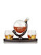 Viski Globe Glass Whiskey Serving Decanter with Stopper and Glasses 355ml