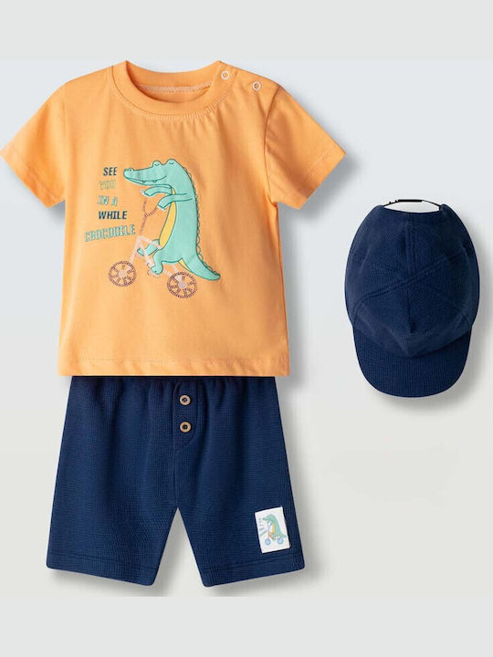 Sommer Kinderbekleidungsset 3 Stück Gelb-Blau