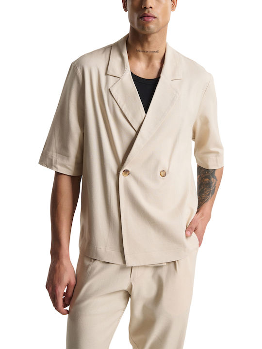 P/Coc Kurzärmeliges Herrenhemd Beige