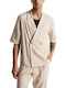 Short Sleeve Shirt in Wide Line Beige