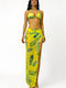 Set Bikini Set De Bikini Triunghi Floral Galben