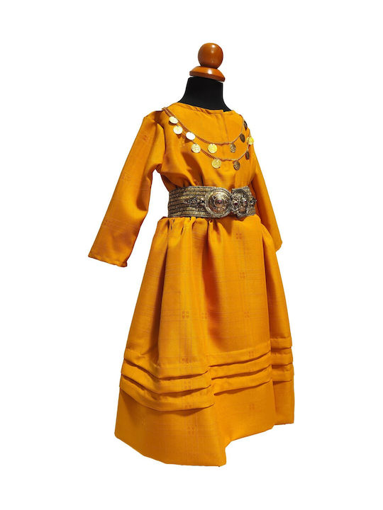 Παραδοσιακή Παιδική Φορεσιά με Μαντήλι με 2 Σειρές Κολιέ με 45 Φλουριά