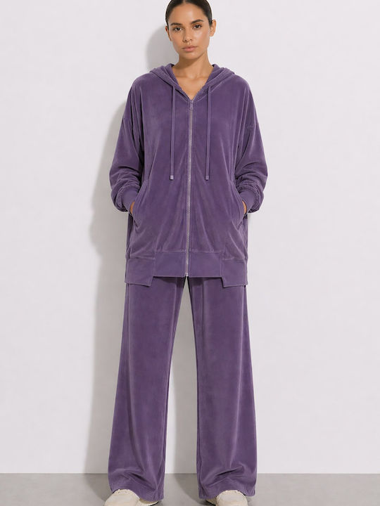 SugarFree High Waist Flared Sweatpants Purple