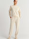 High Waist Wide Sweatpants White