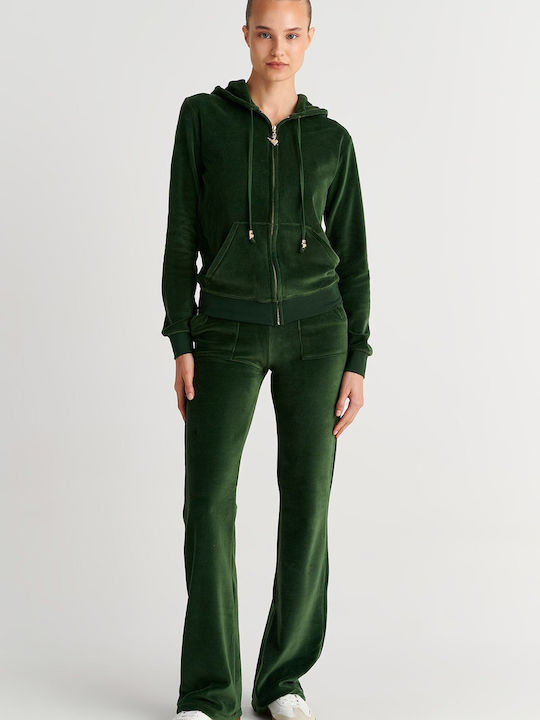 SugarFree Flared Velvet Sweatpants Green