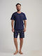 Vienetta Secret Summer Checked Men's Pyjamas Blue
