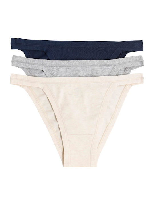 Cotonella Cotonella Damen-Slips 3er Pack Grau-B...